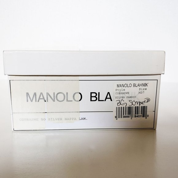 Manolo Blahnik Metallic Demi-Wedge Sandal, Silver - Picture 12 of 12